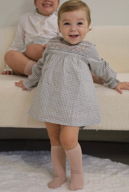 Jesusito vichy gris bebé niña