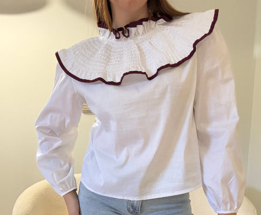 Blusa Volante Burdeos
