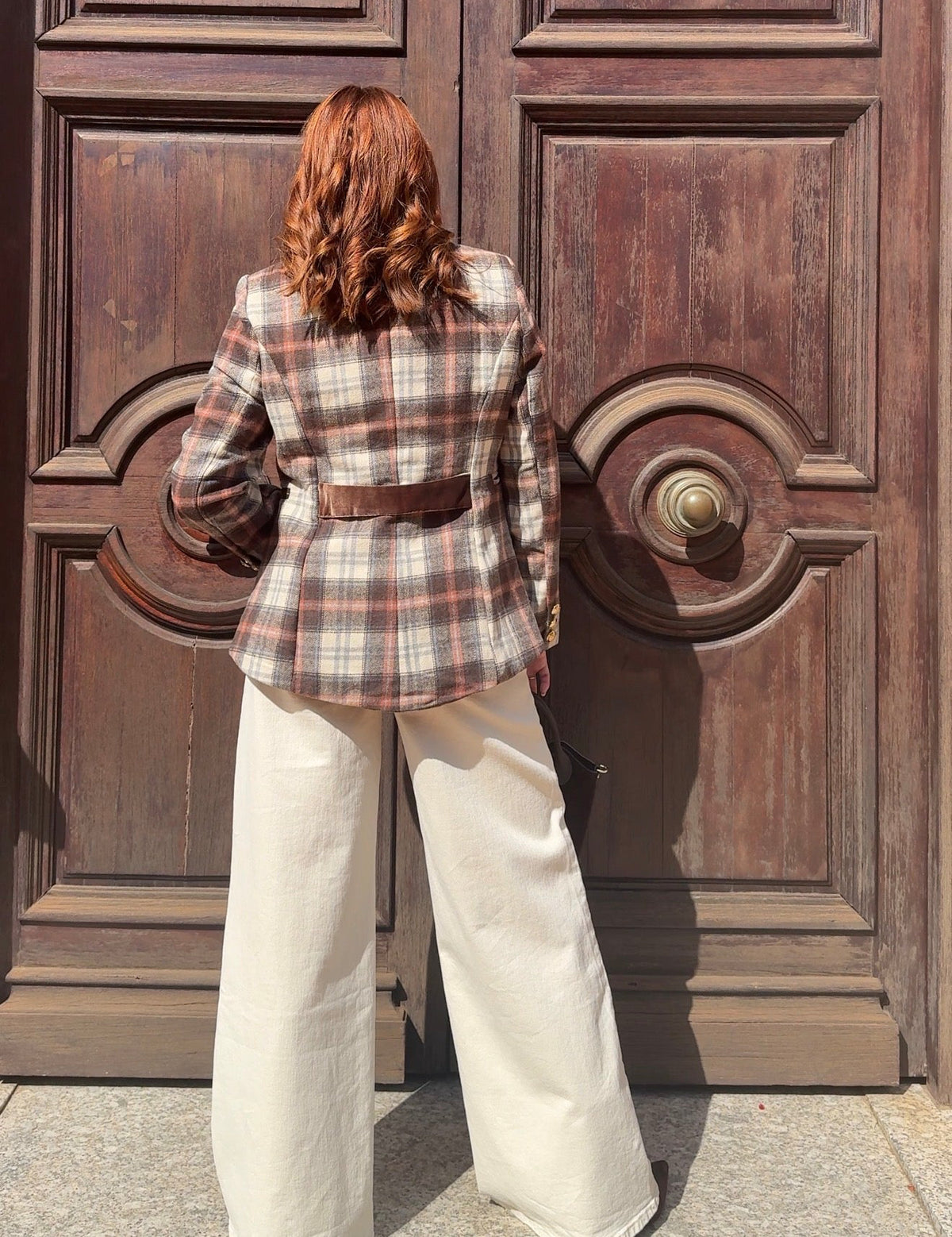Chaqueta tartán marrón