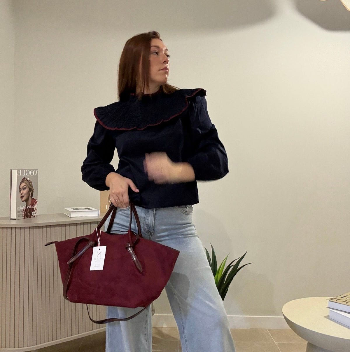 Blusa Volante Burdeos