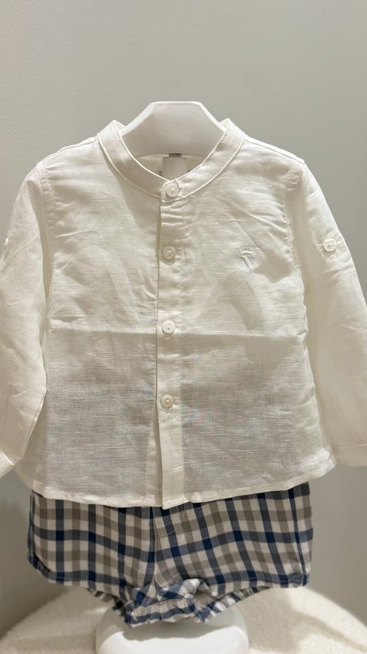 Conjunto vichy azul bebé niño