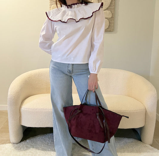 Blusa Volante Burdeos