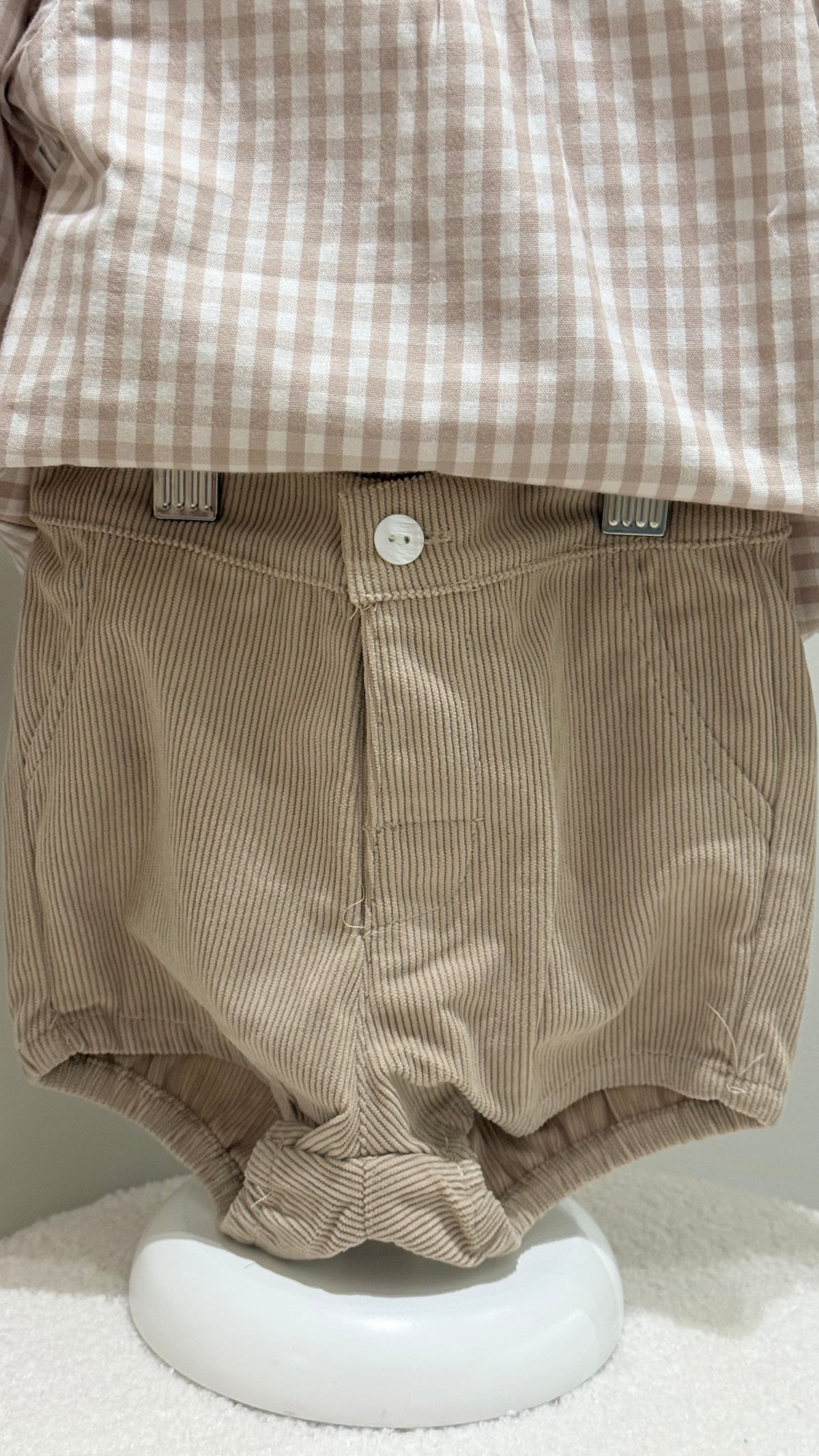 Conjunto vichy beige niño
