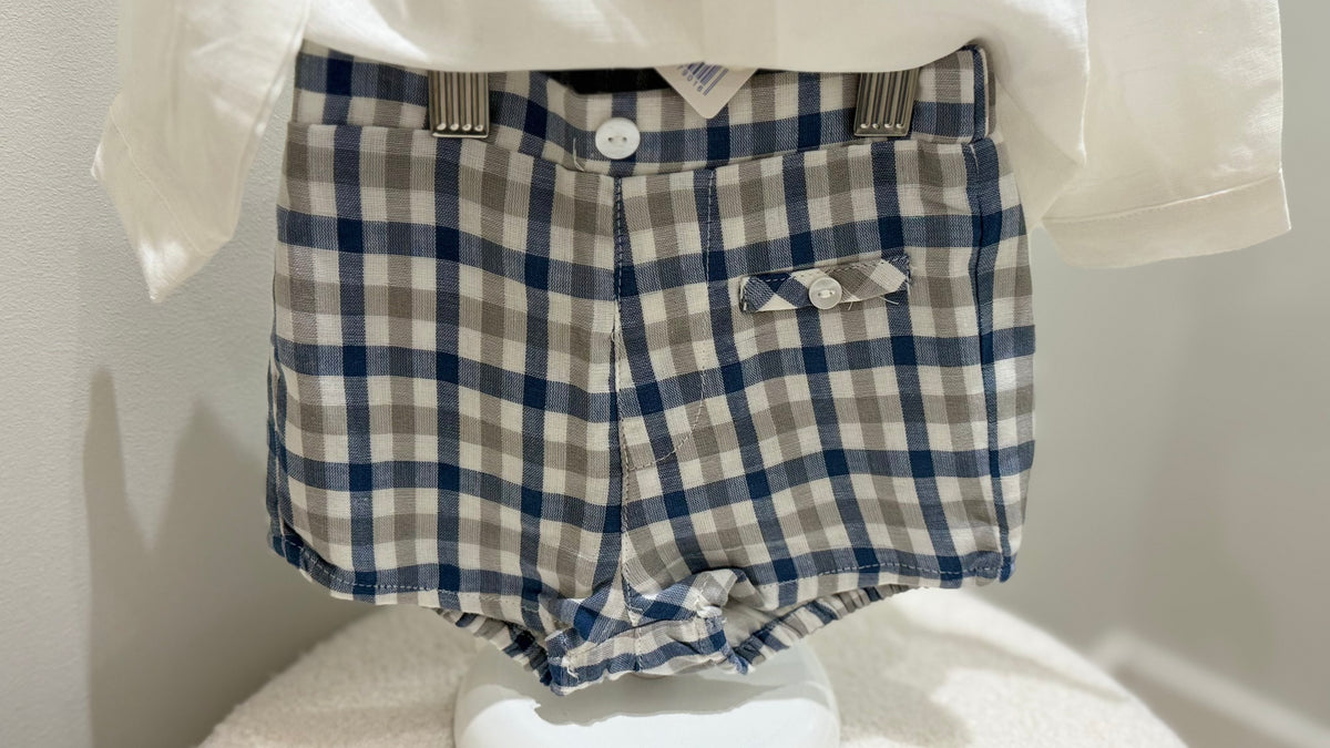 Conjunto vichy azul bebé niño