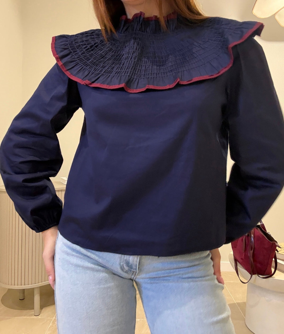 Blusa Volante Burdeos