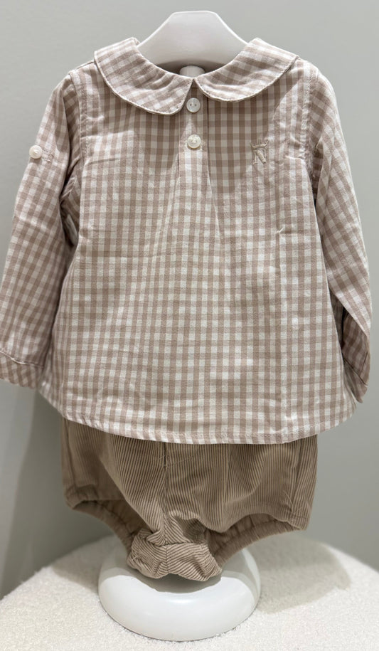 Conjunto vichy beige niño